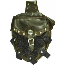 Genuine stingray / cow leather belt bag STPLP461 Brown / Black