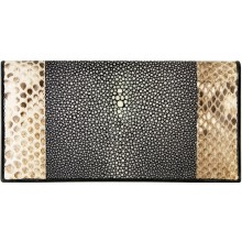 Genuine stingray / python leather wallet STPTW300SA Black / Natural