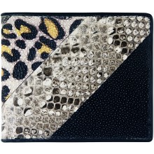 Genuine stingray / python wallet STPTW301E Black / Natural / Tiger