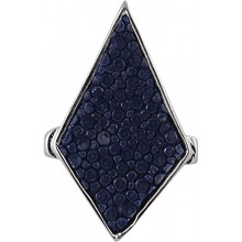 Genuine stingray leather covered finger ring STRING03SA Navy Blue