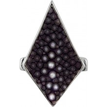Genuine stingray leather covered finger ring STRING03SA Purple