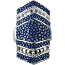 Genuine stingray leather covered finger ring STRING08SA Navy Blue
