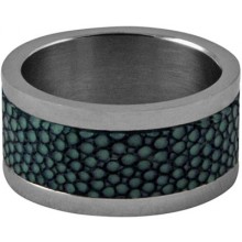 Genuine stingray leather covered ring STSG010SA Dark Green