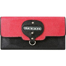 Genuine stingray leather wallet STW215SA Black / Red