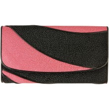Genuine stingray leather wallet STW229 Black / Light Violet