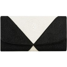 Genuine stingray leather wallet STW231 Black / White