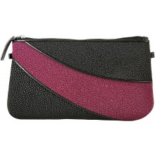 Genuine stingray leather clutch wallet STW236-1 Black / Purple