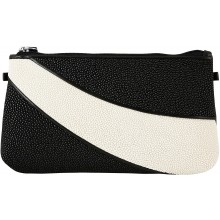 Genuine stingray leather wallet STW236-1 Black / White