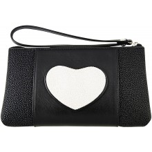 Genuine stingray leather wallet STW236 Black / White
