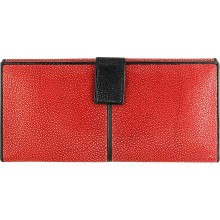 Genuine stingray leather wallet STW241SA Leon Red / Black