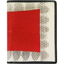 Genuine stingray and snake wallet STW53TH Fire Red / Natural