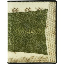 Genuine stingray, snake wallet STW53TH-SA Dark Green / Natural