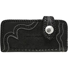 Genuine stingray and cow leather wallet STWLF364 Black