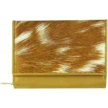 Genuine goat leather with hair on wallet TD1041 Camel