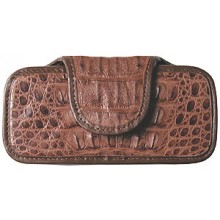 Genuine alligator leather phone / glasses case TPCM12 Brown