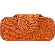 Genuine alligator leather phone / glasses case TPCM12 Tan