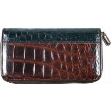 Genuine crocodile leather wallet WN0108 Maroon / Black