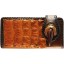 Genuine alligator, ostrich claw and cow leather wallet AL099OS Brown / Tan