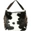 Genuine cow with hair on leather bag CHA001 Black / Brown / White