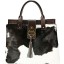 Genuine cow with hair on leather bag CHA003 Black / Brown / White