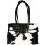 Genuine cow with hair on leather bag CHA621 Black / White