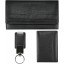Cow leather clutch wallet, card holder, key chain set CSET01L Black