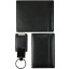 Cow leather bifold wallet, card holder, key chain set CSET02S Black