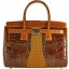Genuine alligator and snake leather bag ISALB666 Brown