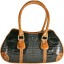 Genuine alligator and sea snake leather bag ISALB998 Black / Tan