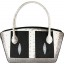 Genuine snake and stingray leather bag ISSNSTB193 Bone / Black