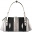 Genuine snake and stingray leather bag ISSNSTB444 Bone / Black