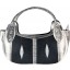 Genuine snake and stingray leather bag ISSNSTB503 Bone / Black