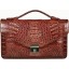 Genuine alligator leather men's gun bag MCM124-M Brown