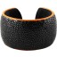 Genuine stingray leather bracelet PSR040PB Black / Orange