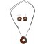 Coconut with silver inlay necklace & earrings set SN130SET