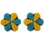 Genuine stingray leather earrings STER17SA Yellow / Turquoise